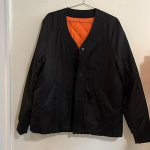 Zara Man reversible snap Satin Bomber Jacket Shiny Black